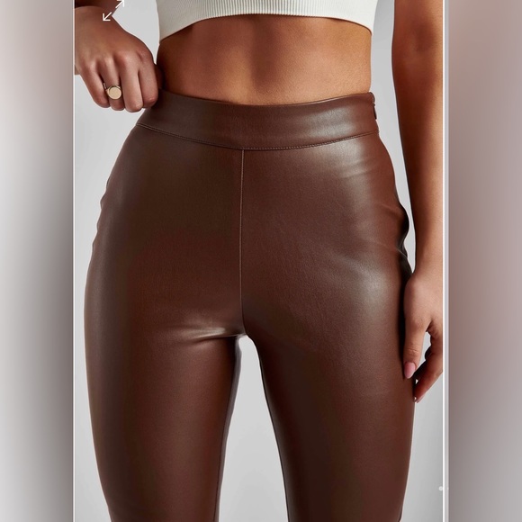 Skinny Faux Leather Pants in Chocolate - Picture 4 of 4